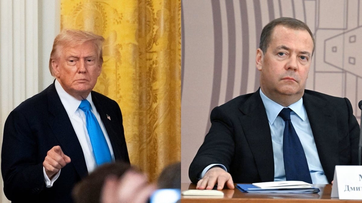 Tổng thống Mỹ Donald Trump và Phó Chủ tịch Hội đồng An ninh Liên bang Nga Dmitry Medvedev. Tổng thống Mỹ Donald Trump và Phó Chủ tịch Hội đồng An ninh Liên bang Nga Dmitry Medvedev.