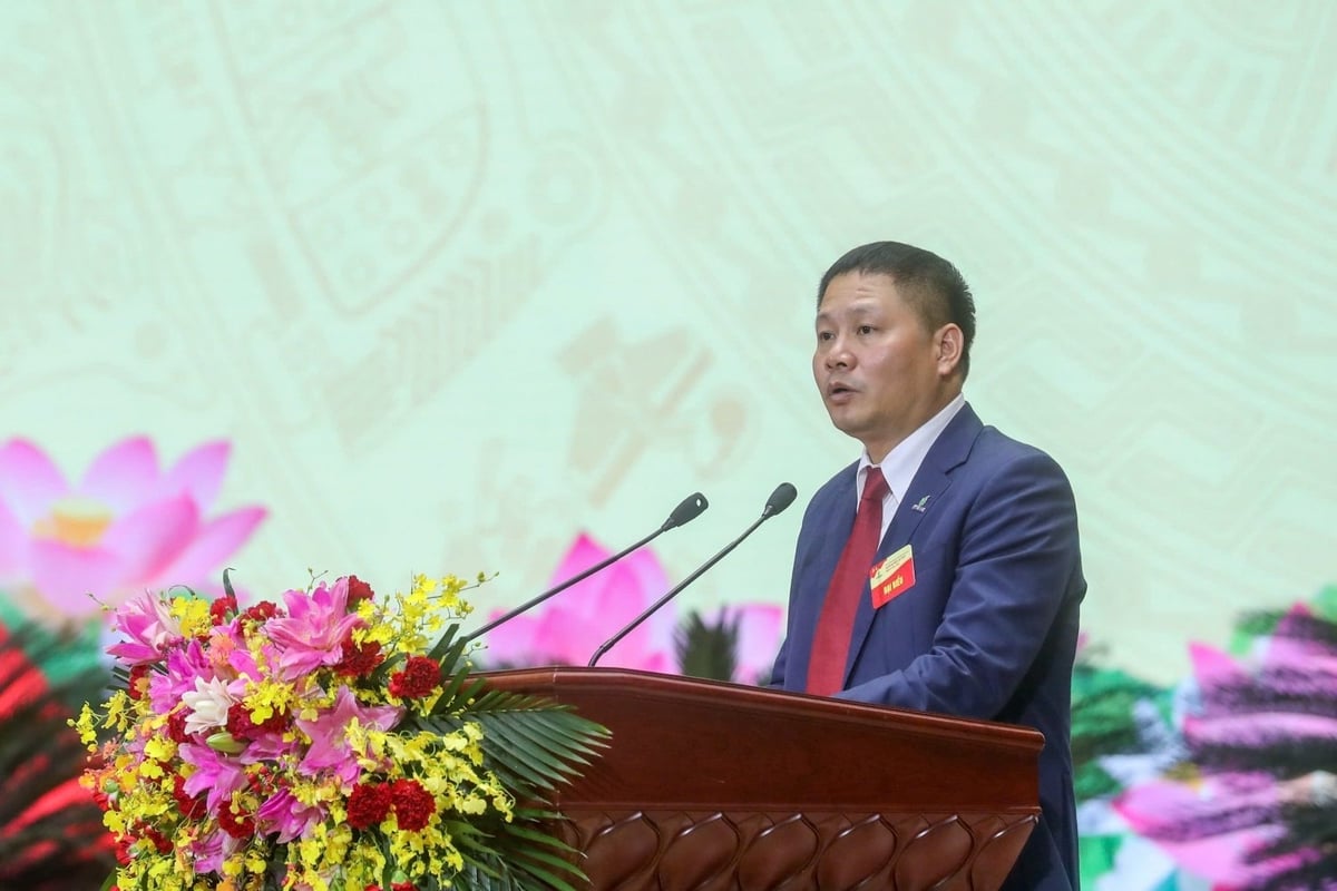 Đồng chí Bùi Ngọc Dương - Bí thư Đảng ủy, Chủ tịch HĐQT Công ty cổ phần Lọc hóa dầu Bình Sơn (BSR) tham luận về công tác lãnh đạo triển khai nhiệm vụ và giải pháp thực hiện nâng cấp mở rộng Nhà máy Lọc dầu Dung Quất. Ảnh: Petrovietnam.
