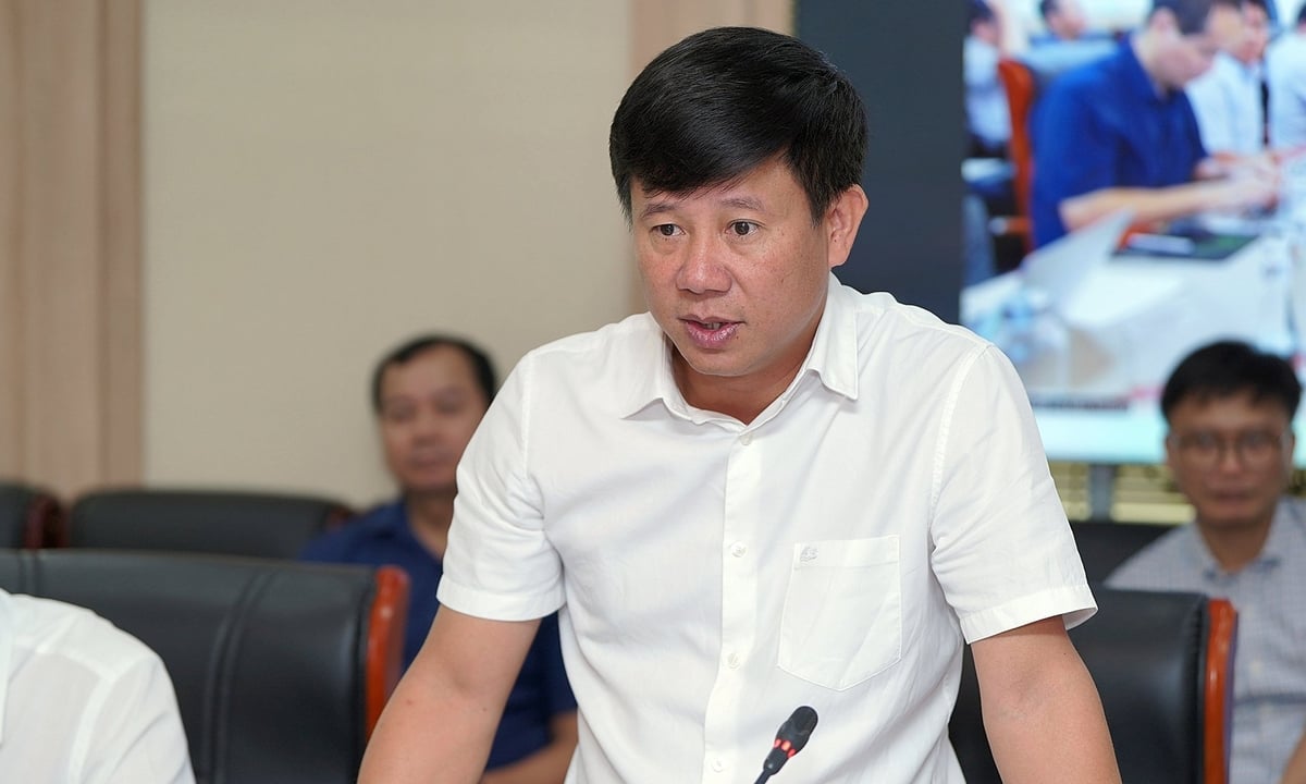 Cục trưởng Cục Quản lý đê điều và Phòng chống thiên tai phát biểu. Ảnh: Bảo Thắng.