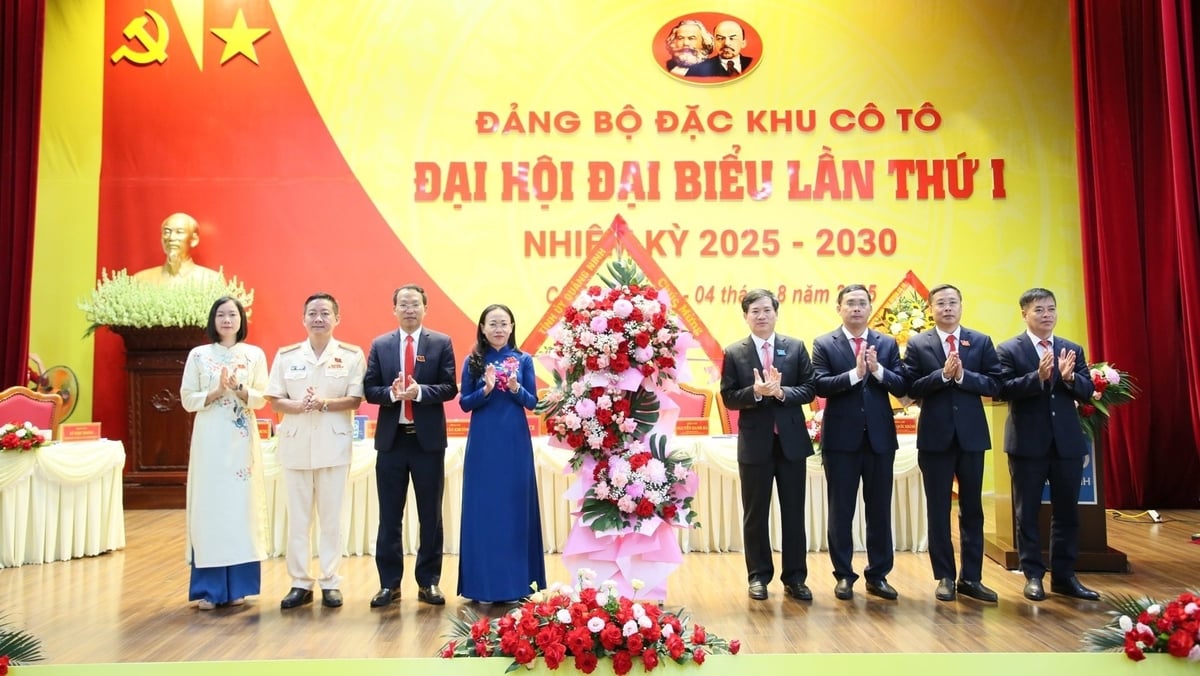 Đại hội Đảng bộ đặc khu Cô Tô lần thứ I diễn ra sáng 4/8. Ảnh: Thu Báu.