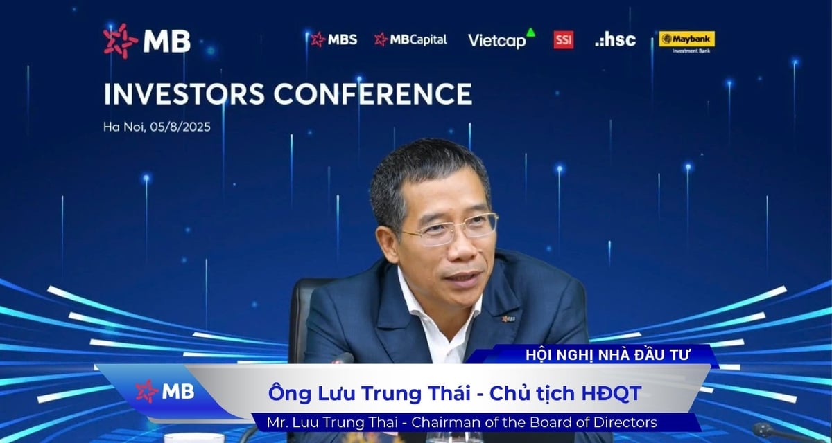 Ông Lưu Trung Thái – Chủ tịch Hội đồng Quản trị (HĐQT) MB chủ trì Hội nghị. Ảnh: MB.