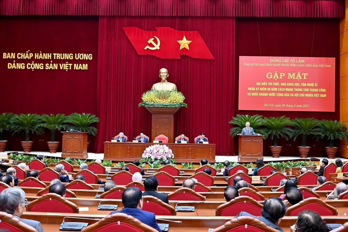 Quang cảnh Hội nghị gặp mặt đại biểu trí thức, nhà khoa học, văn nghệ sĩ. Ảnh: Đăng Khoa.