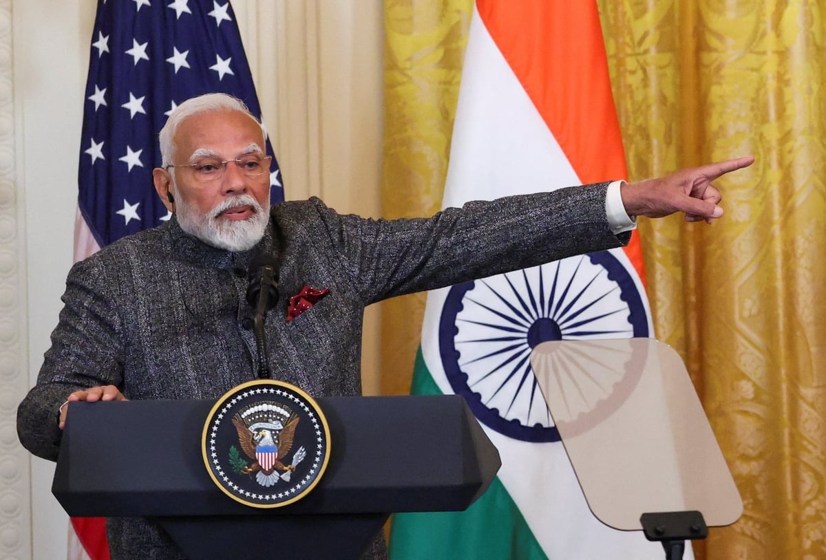Thủ tướng Ấn Độ Narendra Modi trong một cuộc họp báo chung với ông Trump hồi tháng 2/2025. Ảnh: Nhà Trắng.