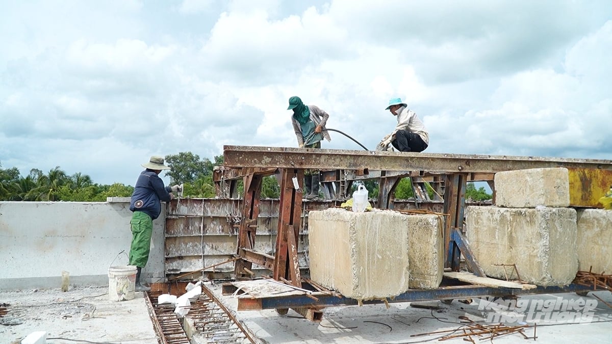 Công nhân đang thi công lắp dựng dầm cầu tại công trường gói thầu số 2 để kịp tiến độ theo chỉ đạo của Thủ tướng Chính phủ . Ảnh: Văn Vũ. Công nhân đang thi công lắp dựng dầm cầu tại công trường gói thầu số 2 để kịp tiến độ theo chỉ đạo của Thủ tướng Chính phủ . Ảnh: Văn Vũ.