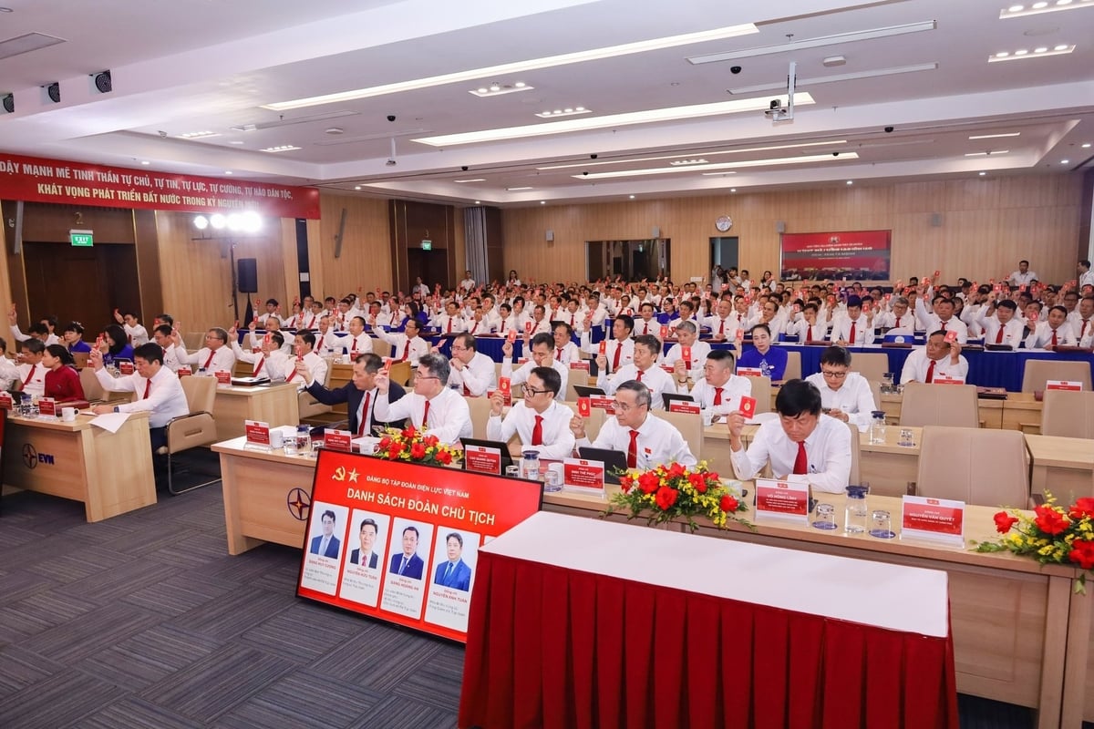 Các đại biểu biểu quyết tại phiên trù bị Đại hội đại biểu Đảng bộ Tập đoàn Điện lực Việt Nam lần thứ IV, nhiệm kỳ 2025-2030. Ảnh: EVN. Các đại biểu biểu quyết tại phiên trù bị Đại hội đại biểu Đảng bộ Tập đoàn Điện lực Việt Nam lần thứ IV, nhiệm kỳ 2025-2030. Ảnh: EVN.