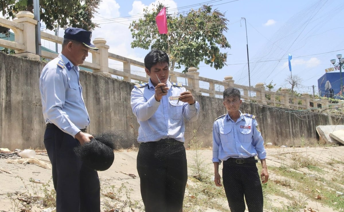 Các đối tượng sử dụng hàng trăm mét lưới để bẫy chim yến. Ảnh: Châu Hảo. Các đối tượng sử dụng hàng trăm mét lưới để bẫy chim yến. Ảnh: Châu Hảo.