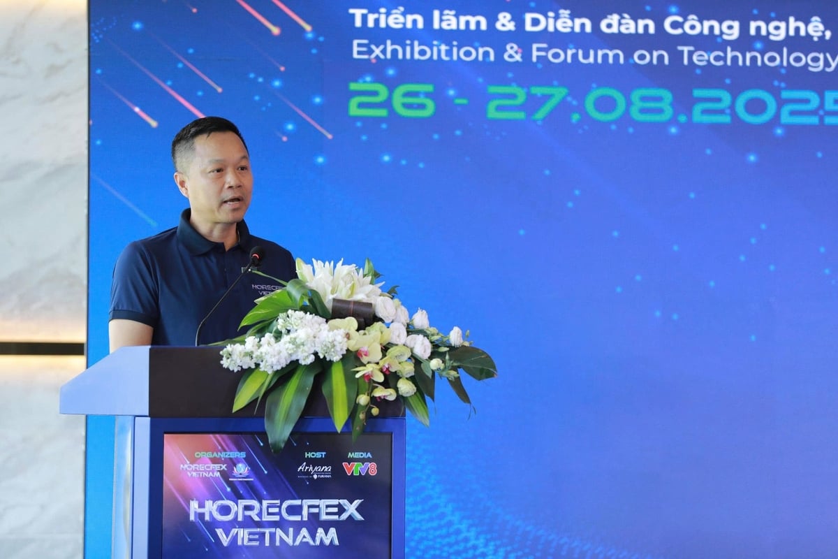 Ông Nguyễn Đức Quỳnh, nhà sáng lập và Chủ tịch HorecFex Việt Nam chia sẻ tại chương trình. Ảnh: Lan Anh.