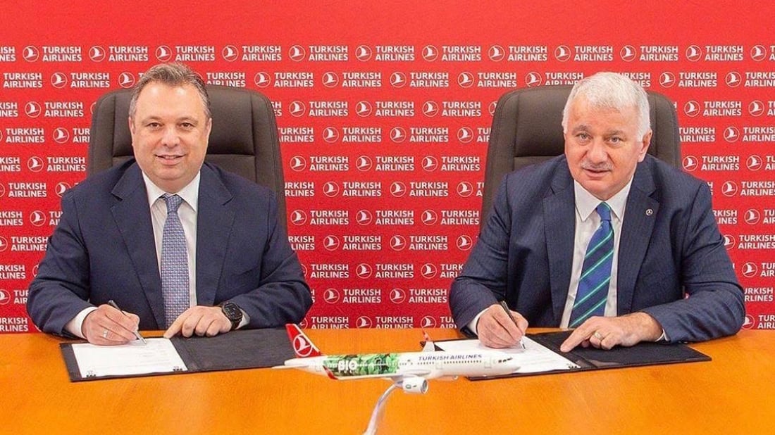 SOCAR Türkiye và Hãng hàng không Thổ Nhĩ Kỳ vừa ký Biên bản ghi nhớ nhằm mở rộng hợp tác từ cung cấp nhiên liệu hàng không truyền thống sang bao gồm cả nhiên liệu hàng không bền vững. Ảnh: Anewz.