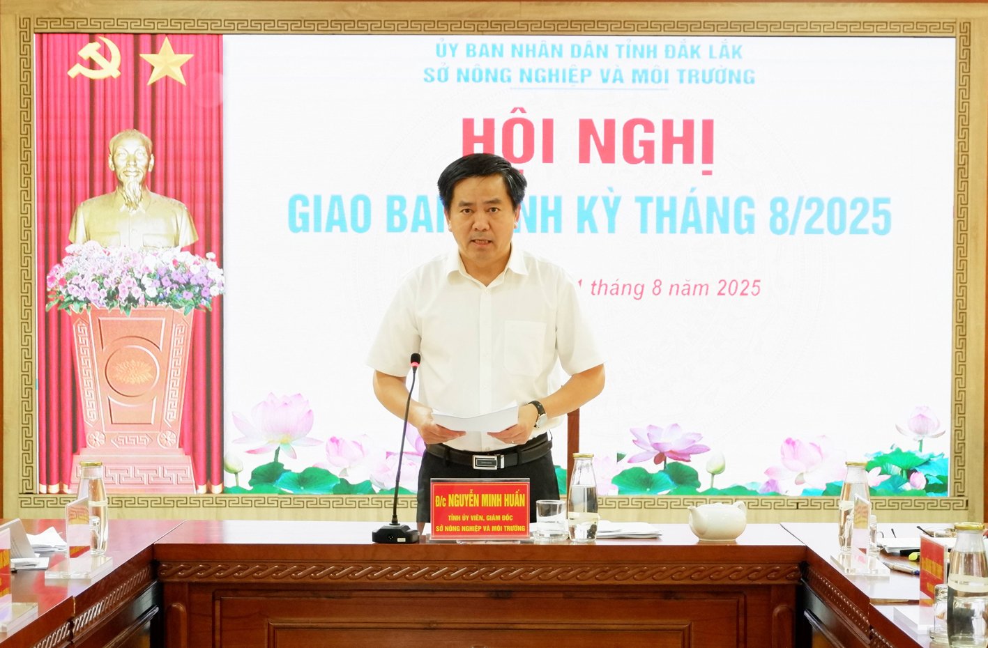 Ông Nguyễn Minh Huấn, Giám đốc Sở Nông nghiệp và Môi trường tỉnh Đắk Lắk phát biểu chỉ đạo tại Hội nghị. Ảnh: Tuấn Trần.