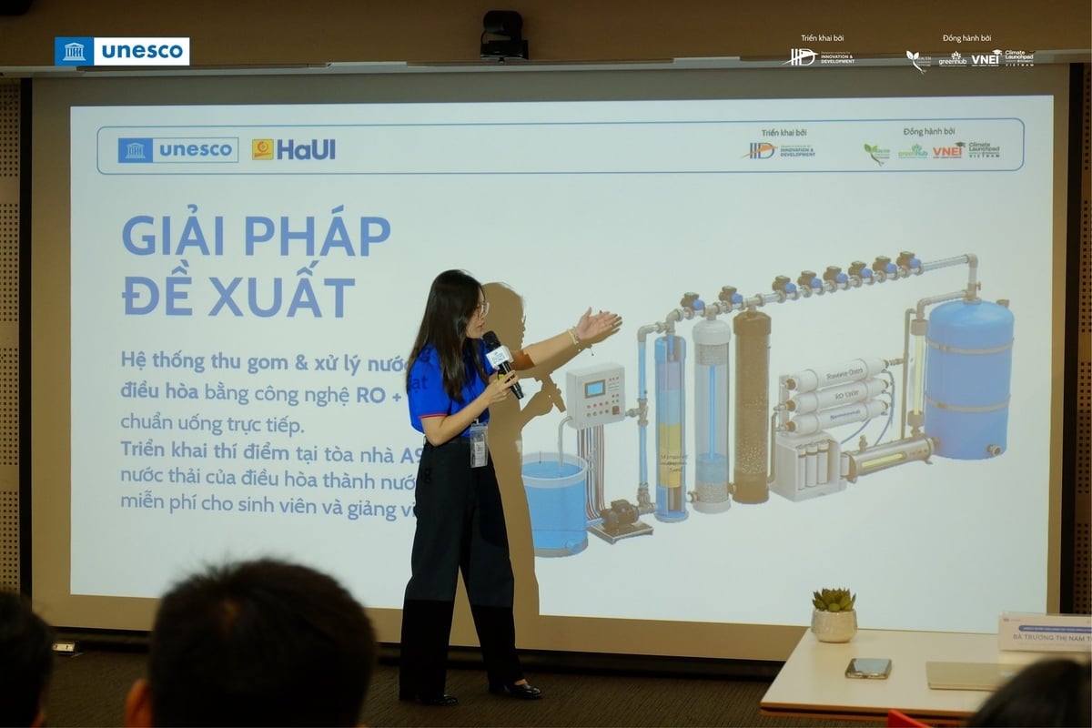 Đại diện Top 10 sáng kiến xuất sắc nhất đã chia sẻ về kế hoạch và tầm nhìn của dự án. Ảnh: BTC