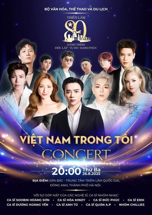 Poster Concert Việt Nam trong tôi. Ảnh: Cổng thông tin Bộ Văn hóa, Thể thao và Du lịch. Poster Concert Việt Nam trong tôi. Ảnh: Cổng thông tin Bộ Văn hóa, Thể thao và Du lịch.