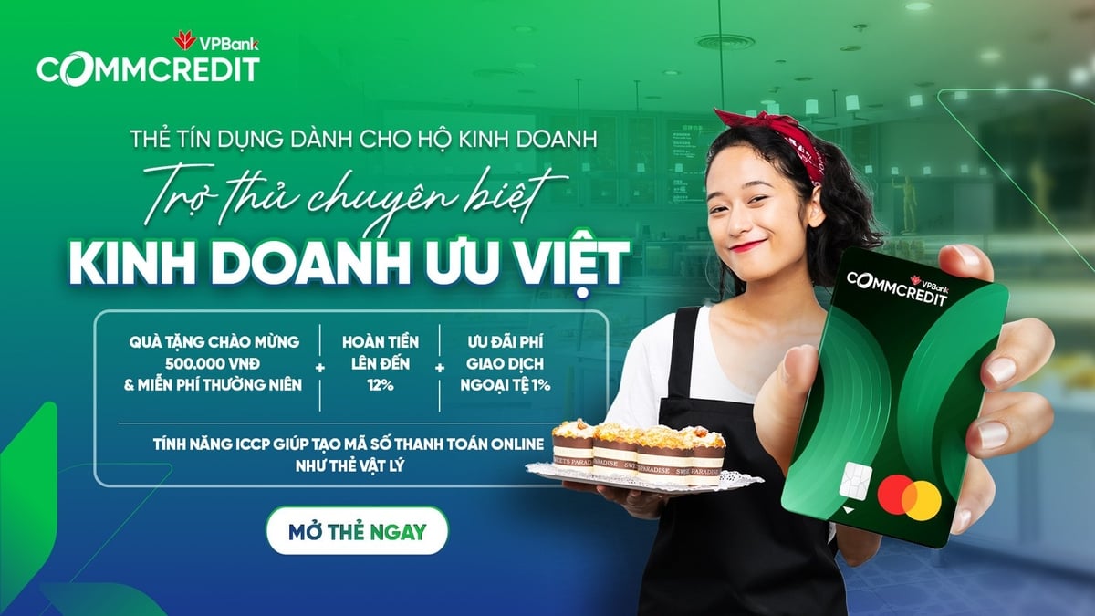 Thẻ tín dụng kinh doanh VPBank CommCredit đầu tiên trên thị trường dành riêng cho khách hàng hộ kinh doanh với nhiều tính năng ưu việt. Ảnh: VPBank. Thẻ tín dụng kinh doanh VPBank CommCredit đầu tiên trên thị trường dành riêng cho khách hàng hộ kinh doanh với nhiều tính năng ưu việt. Ảnh: VPBank.