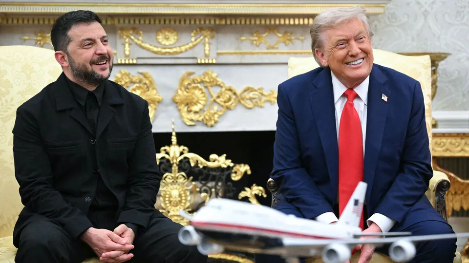 Ông Trump đưa ra cam kết bảo đảm an ninh cho Ukraine trong bất kỳ thỏa thuận nào nhằm chấm dứt cuộc chiến của Nga tại đây. Ảnh: Getty Images. 