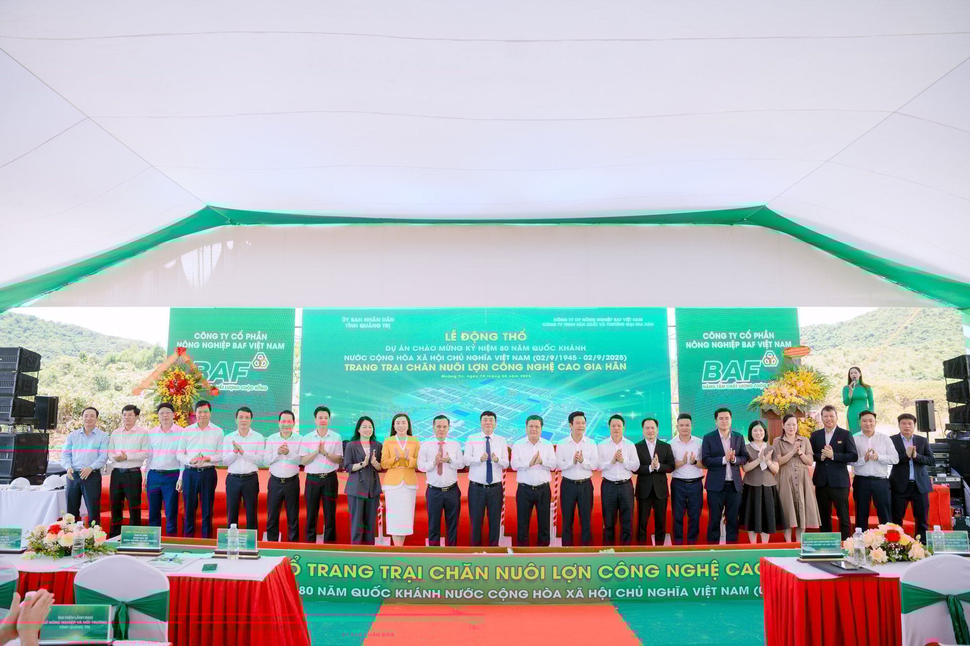 BAF vừa khởi công Dự án trang trại chăn nuôi lợn công nghệ cao Gia Hân (Quảng Trị). Ảnh: PV.