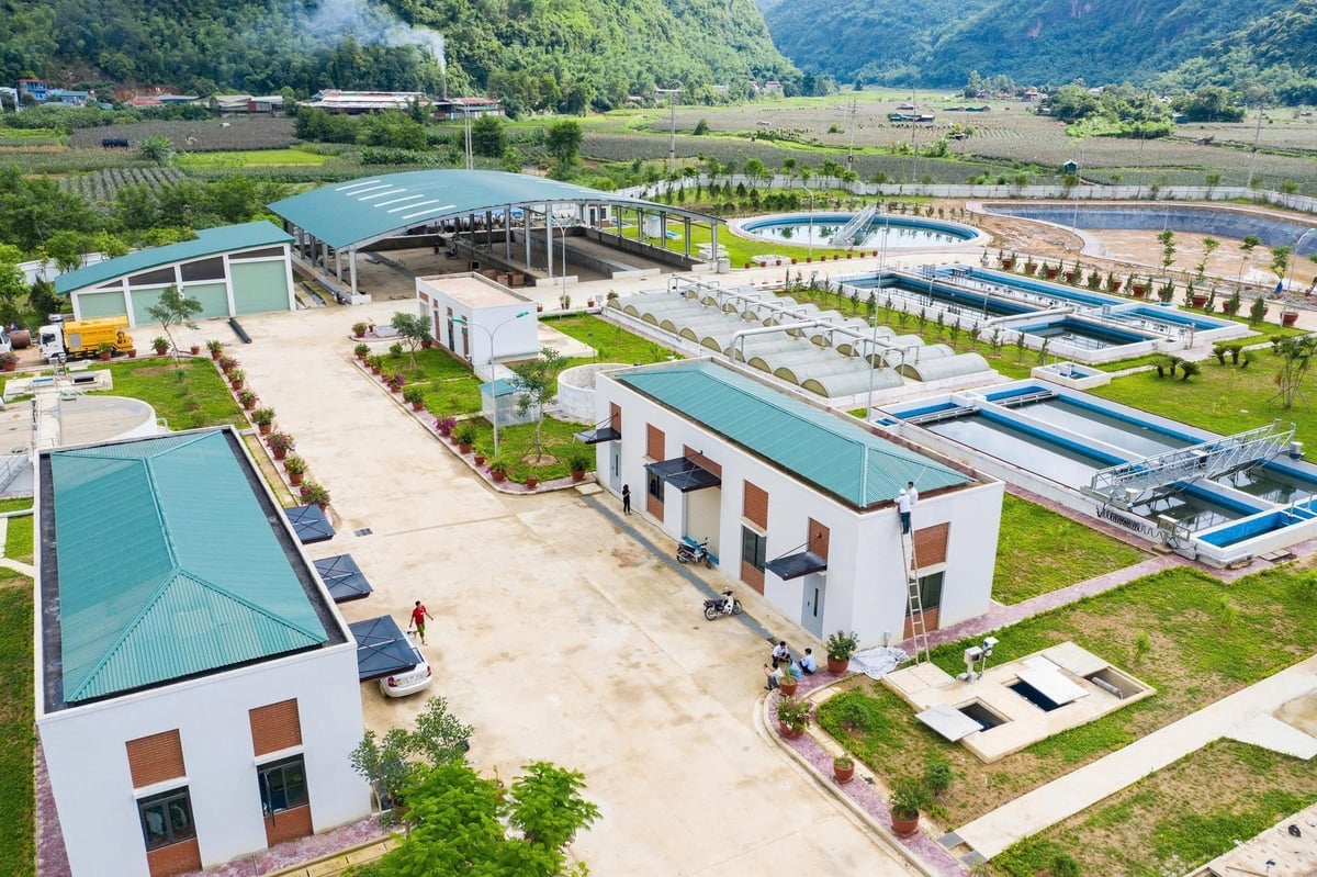Toàn cảnh công trình Hệ thống thoát nước và xử lý nước thải thành phố Sơn La. Ảnh: Đức Bình.