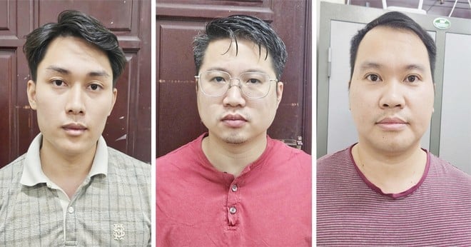 Nhóm đối tượng Nguyễn Thành Lộc, Đặng Quốc Thắng, Ngô Khắc Trung. Ảnh: Công an TP Hà Nội.