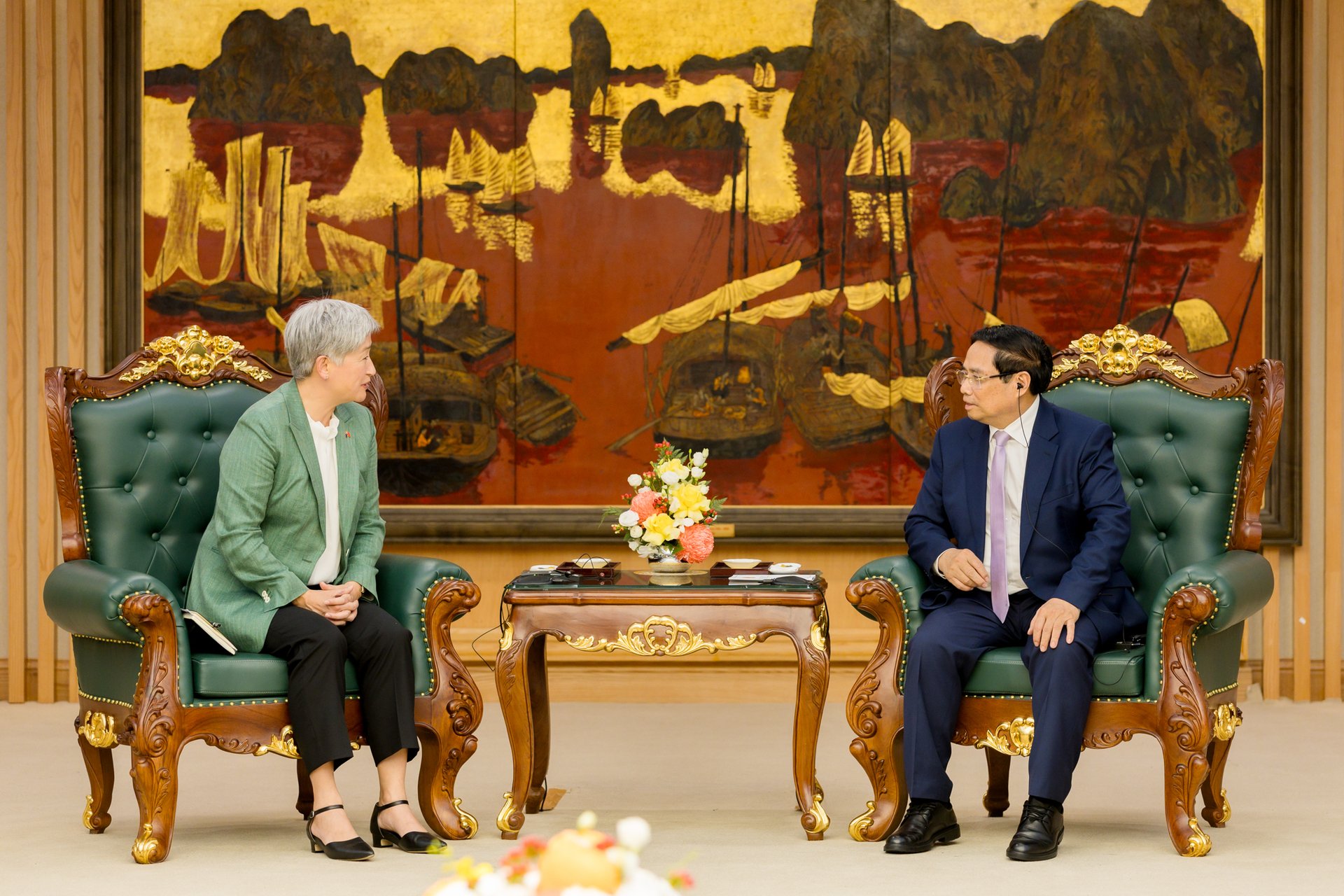 Thủ tướng Phạm Minh Chính tiếp Bộ trưởng Ngoại giao Australia Penny Wong. Ảnh: Đại sứ quán Australia.