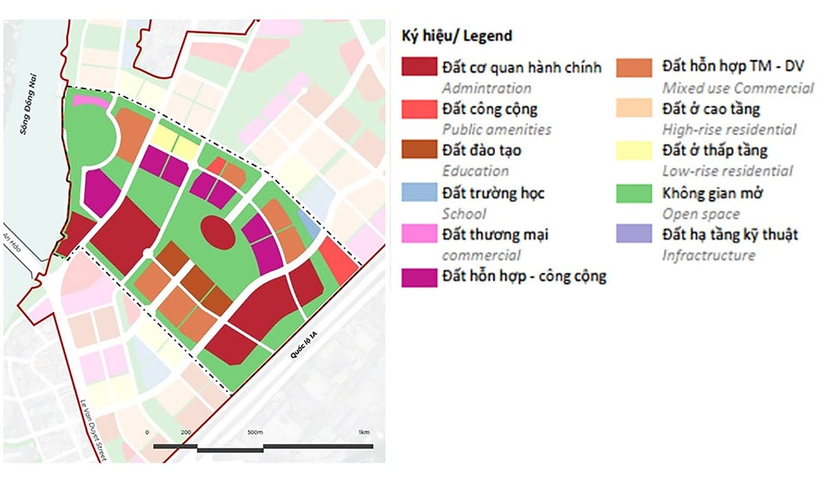 Vị trí khu Trung tâm chính trị - hành chính tỉnh Đồng Nai. Ảnh: Sở Xây dựng Đồng Nai.