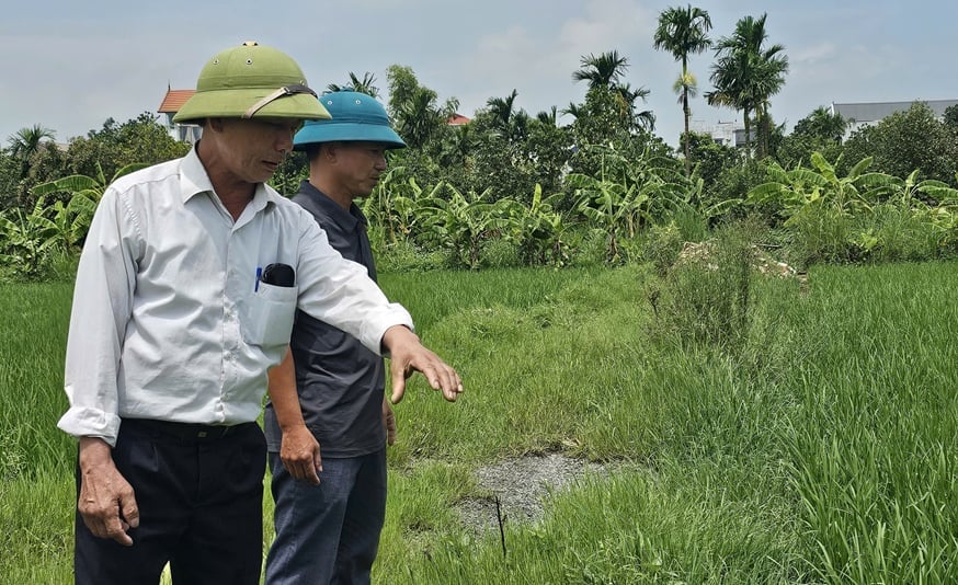 Ông Nguyễn Văn Vĩnh - Trưởng thôn Ngọc Đình khẳng định con đường không xâm phạm vào đất các hộ gia đình. Ảnh: Văn Việt. Ông Nguyễn Văn Vĩnh - Trưởng thôn Ngọc Đình khẳng định con đường không xâm phạm vào đất các hộ gia đình. Ảnh: Văn Việt.