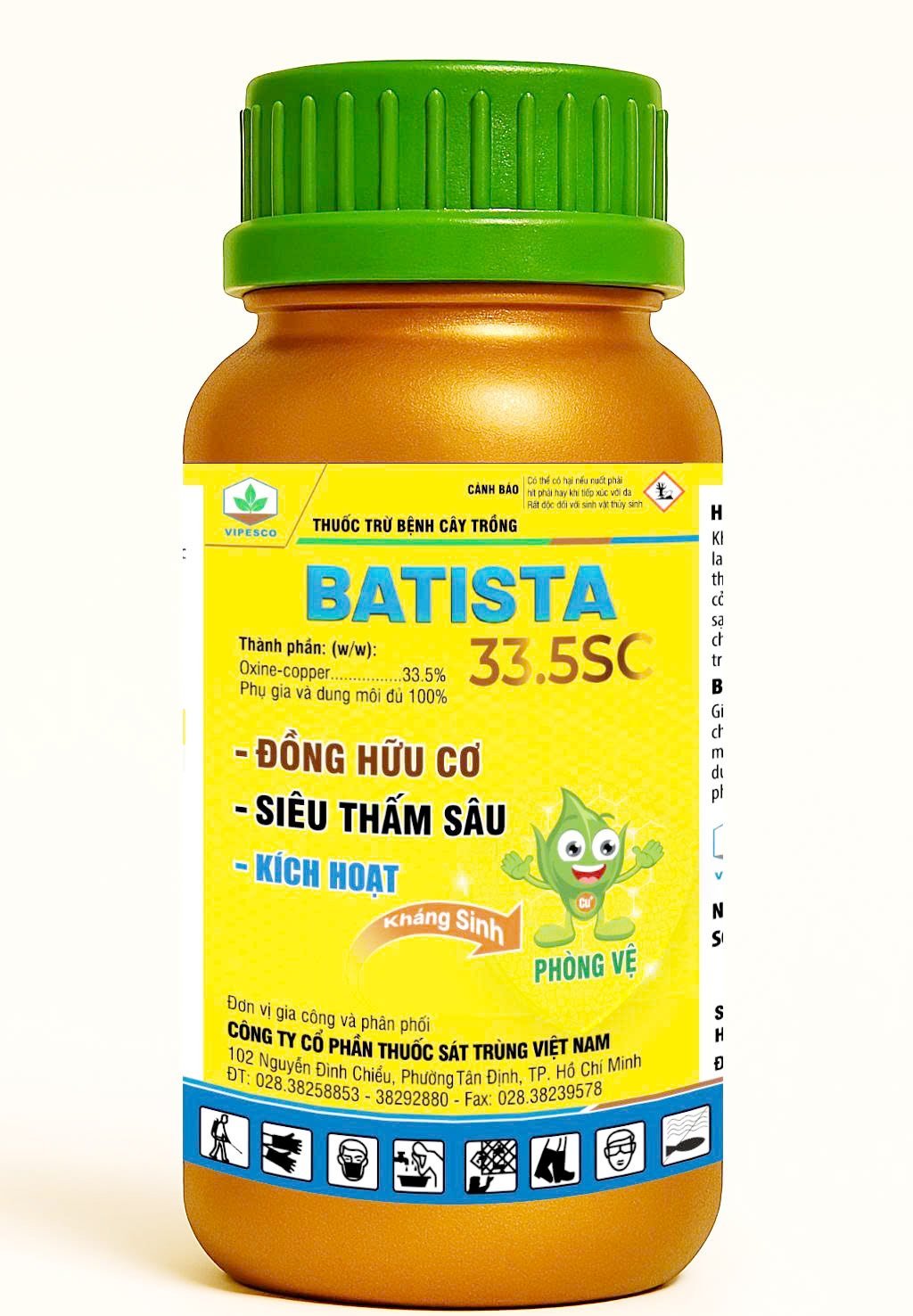 Vipesco chuẩn bị giới thiệu sản phẩm mới Batista – gốc đồng hữu cơ, an toàn cho cây trồng, chuyên trị vi khuẩn, cháy bìa lá và lem lép hạt, nhằm hỗ trợ bà con phòng trừ hiệu quả bệnh hại trên cây lúa. Ảnh: Trần Hải Long. Vipesco chuẩn bị giới thiệu sản phẩm mới Batista – gốc đồng hữu cơ, an toàn cho cây trồng, chuyên trị vi khuẩn, cháy bìa lá và lem lép hạt, nhằm hỗ trợ bà con phòng trừ hiệu quả bệnh hại trên cây lúa. Ảnh: Trần Hải Long.