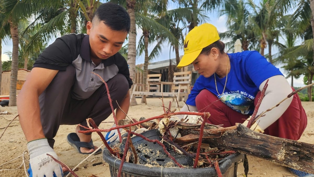 Chị Thoan và anh Kiên tích cực dọn rác mỗi sáng sớm, bất kể mùa đông hay mùa hè. Ảnh: Nguyễn Thành.