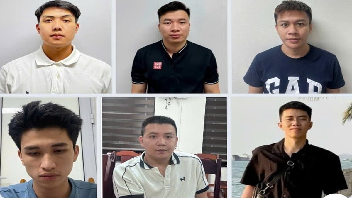 Từ trái qua phải (hàng trên) các đối tượng: Ngô Văn Thắng, Nguyễn Tiến Dũng, Nguyễn Quang Trường; (hàng dưới) Nguyễn Văn Hoà, Huỳnh Tấn Trọng và Lê Tấn Sang. Ảnh: Công an tỉnh Thanh Hóa. Từ trái qua phải (hàng trên) các đối tượng: Ngô Văn Thắng, Nguyễn Tiến Dũng, Nguyễn Quang Trường; (hàng dưới) Nguyễn Văn Hoà, Huỳnh Tấn Trọng và Lê Tấn Sang. Ảnh: Công an tỉnh Thanh Hóa.