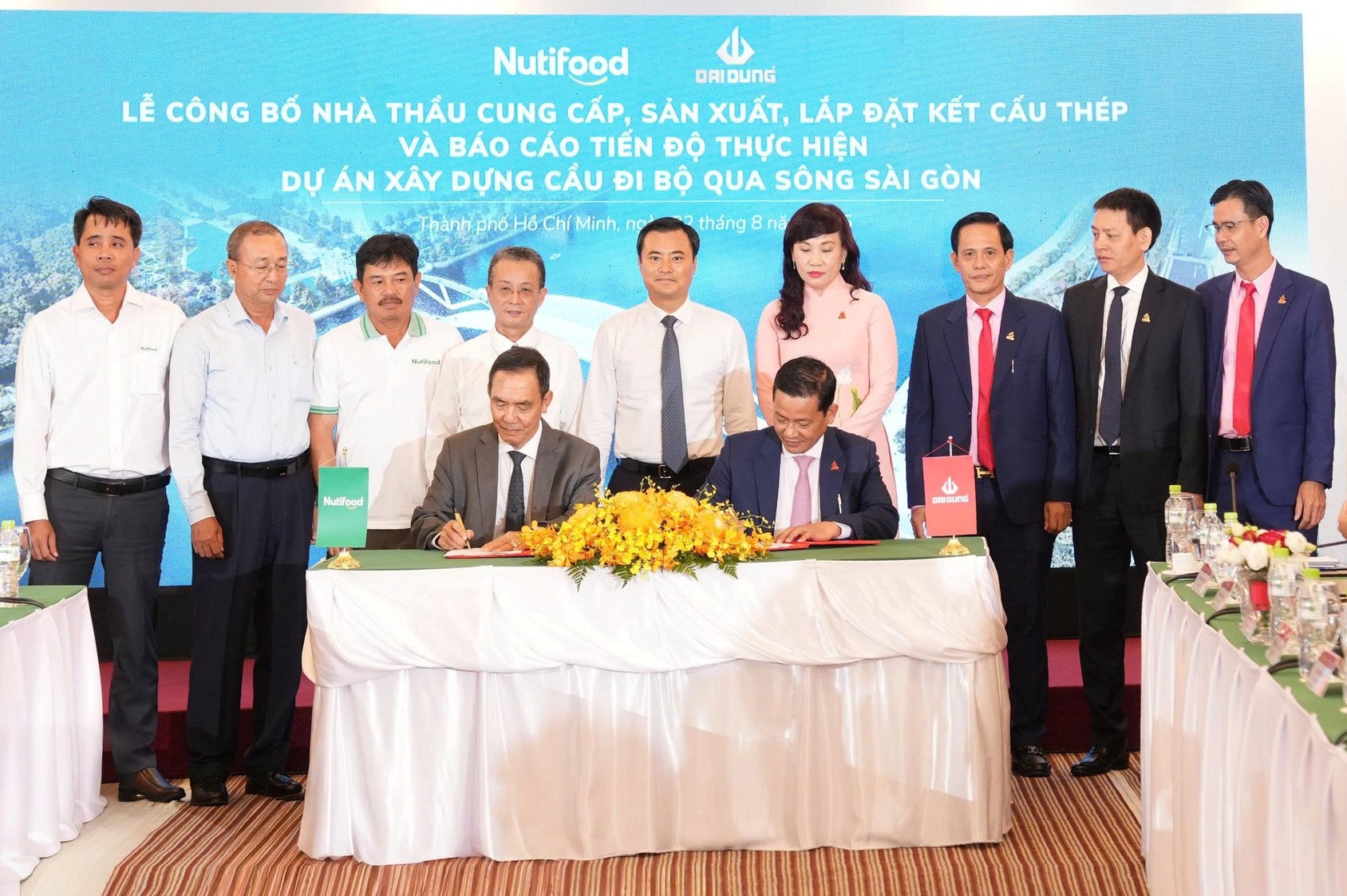 Tập đoàn Đại Dũng là nhà thầu cung cấp, sản xuất và lắp đặt kết cấu thép cho dự án cầu đi bộ qua sông Sài Gòn do Công ty Cổ phần Thực phẩm Dinh dưỡng Nutifood tài trợ. Ảnh: Nutifood. Tập đoàn Đại Dũng là nhà thầu cung cấp, sản xuất và lắp đặt kết cấu thép cho dự án cầu đi bộ qua sông Sài Gòn do Công ty Cổ phần Thực phẩm Dinh dưỡng Nutifood tài trợ. Ảnh: Nutifood.