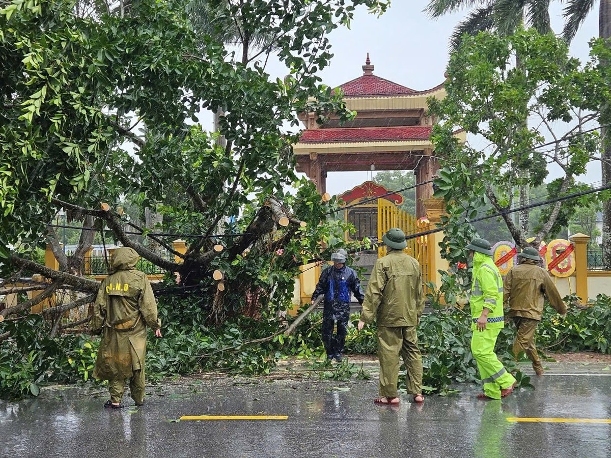 Gió lớn làm gãy đổ hơn 4.000 cây xanh tại Hà Tĩnh. Ảnh: Công an Hà Tĩnh. Gió lớn làm gãy đổ hơn 4.000 cây xanh tại Hà Tĩnh. Ảnh: Công an Hà Tĩnh.