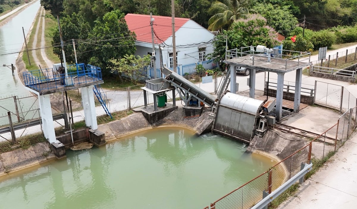 5 hệ thống máy vớt rác tự động được đặt trên các kênh chính của hệ thống kênh Đông Củ Chi để làm nhiệm vụ thay con người dọn dẹp dòng kênh luôn trong, xanh. Ảnh: Lê Bình.