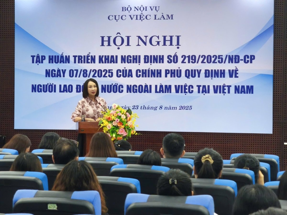Bà Nguyễn Thị Quyên, Phó Cục trưởng Cục Việc làm (Bộ Nội vụ) phát biểu tại hội nghị. Ảnh: Lan Anh. Bà Nguyễn Thị Quyên, Phó Cục trưởng Cục Việc làm (Bộ Nội vụ) phát biểu tại hội nghị. Ảnh: Lan Anh.