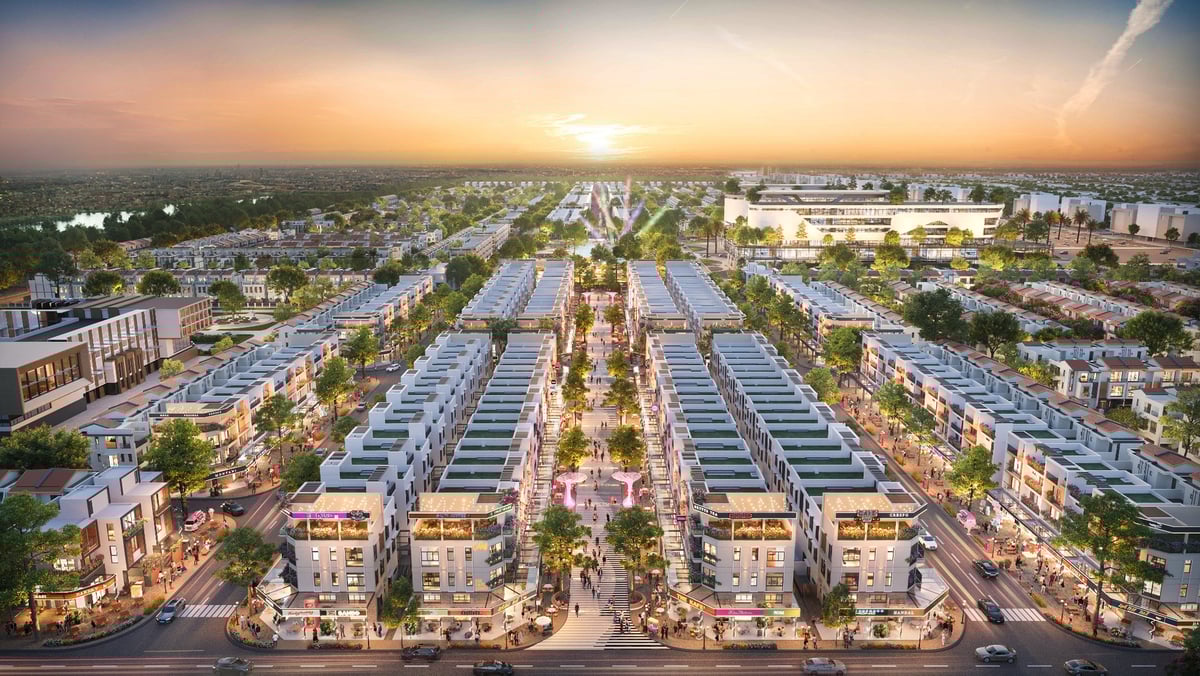 3 tuyến phố thương mại công năng kép tại River Park mở ra cơ hội an cư - đầu tư với giá trị bền vững. Ảnh: Prodezi Long An.