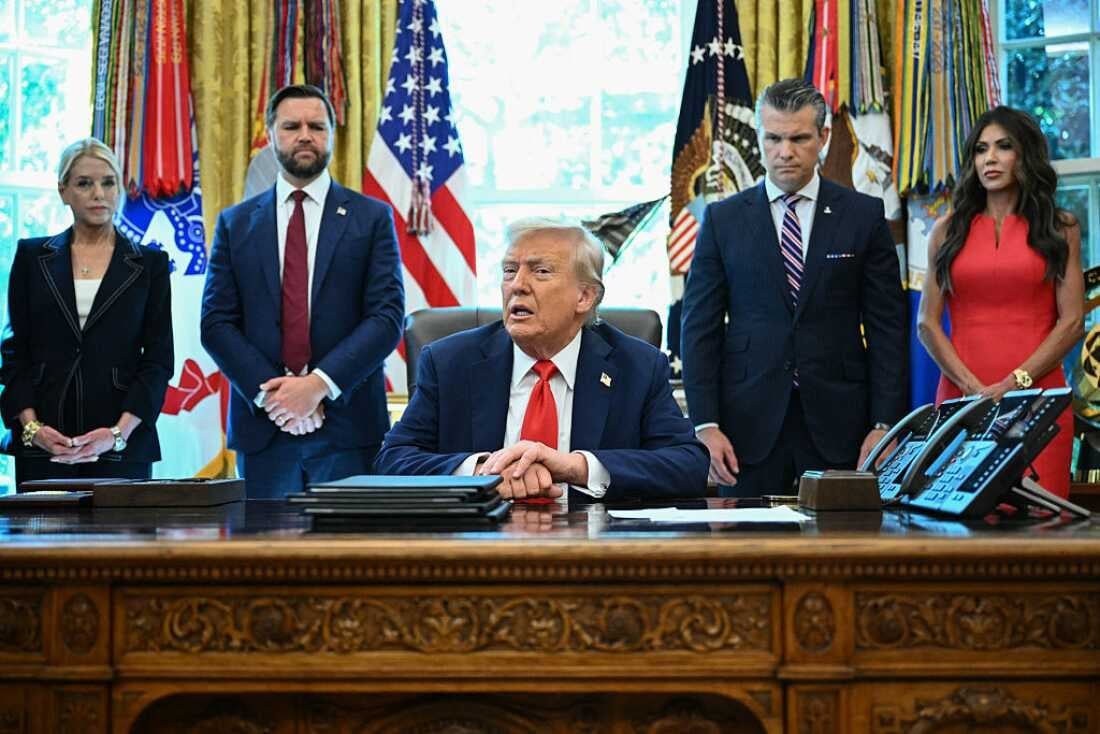 Tổng thống Mỹ Donald Trump phát biểu tại Nhà Trắng hôm 25/8. Ảnh: NPR.