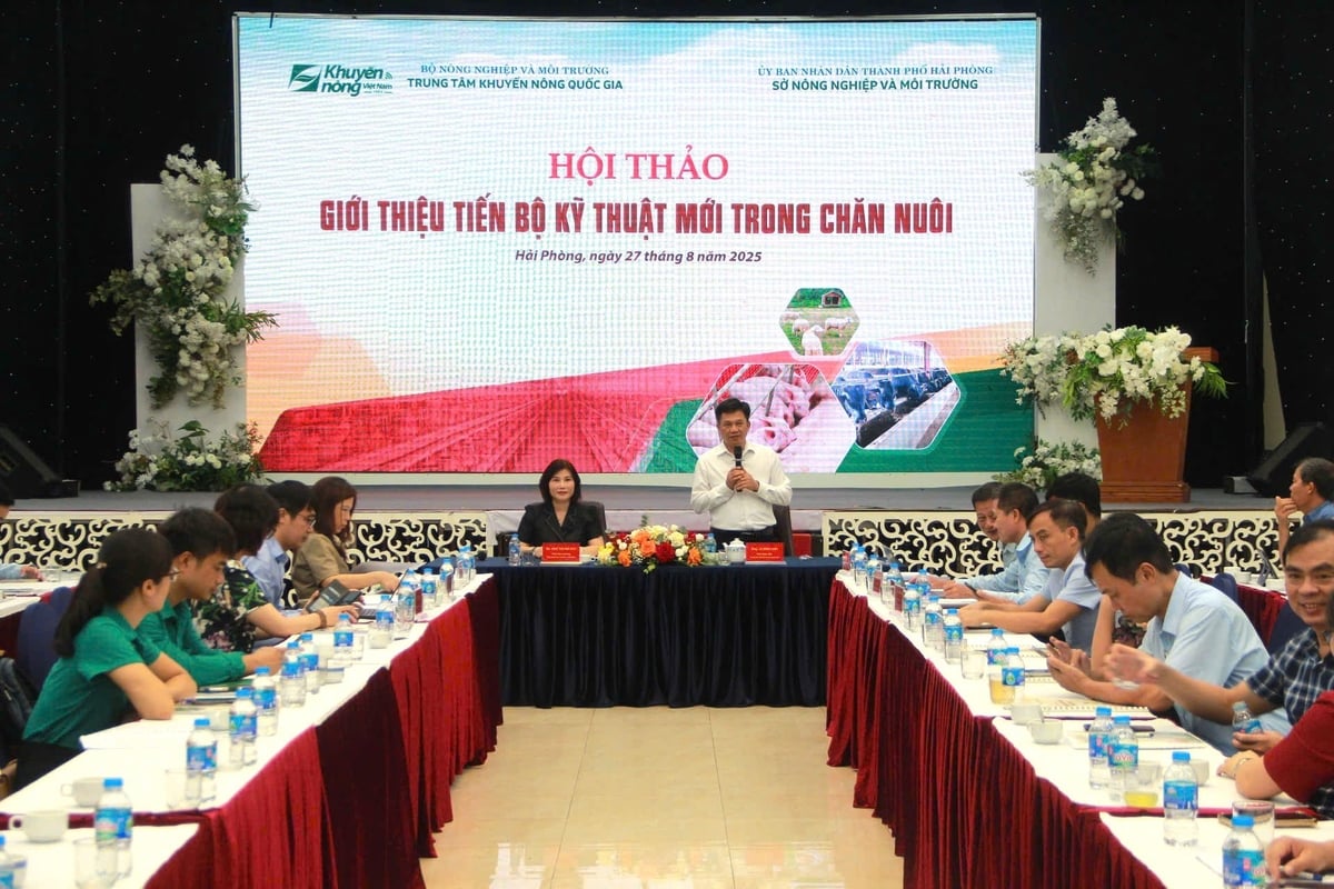 Ông Lê Minh Lịnh, Phó Giám đốc Trung tâm Khuyến nông Quốc gia và bà Ngô Thị Kim Cúc, Phó Viện trưởng Viện Chăn nuôi điều hành hội thảo. Ảnh: Đinh Mười Ông Lê Minh Lịnh, Phó Giám đốc Trung tâm Khuyến nông Quốc gia và bà Ngô Thị Kim Cúc, Phó Viện trưởng Viện Chăn nuôi điều hành hội thảo. Ảnh: Đinh Mười
