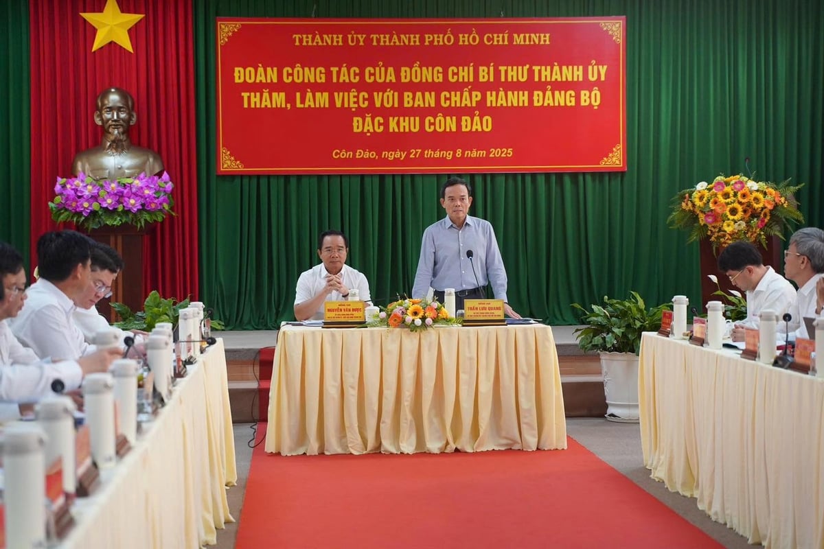 Bí thư Thành ủy TP.HCM Trần Lưu Quang phát biểu chỉ đạo tại buổi làm việc với Ban Chấp hành Đảng bộ đặc khu Côn Đảo. Ảnh: UBND đặc khu Côn Đảo. Bí thư Thành ủy TP.HCM Trần Lưu Quang phát biểu chỉ đạo tại buổi làm việc với Ban Chấp hành Đảng bộ đặc khu Côn Đảo. Ảnh: UBND đặc khu Côn Đảo.