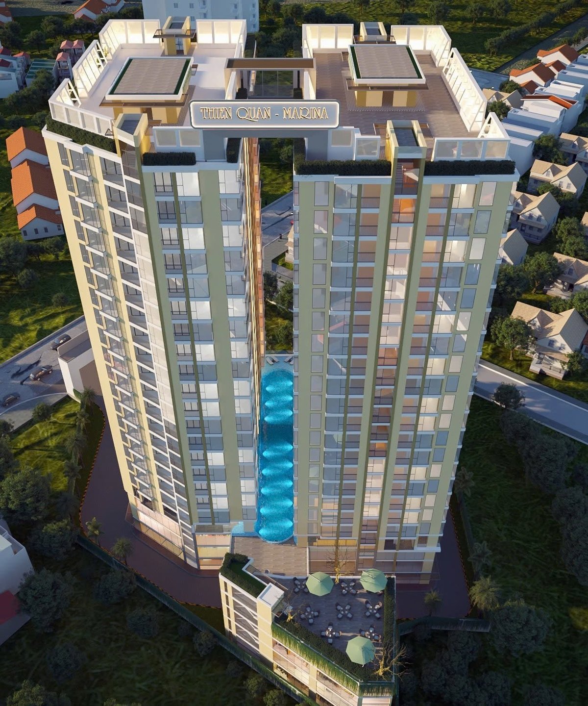 Phối cảnh tổng thế, góc nhìn từ hướng đông của Căn hộ chung cư cao cấp Thiên Quân - Marina Plaza. Ảnh: Gia Phú. Phối cảnh tổng thế, góc nhìn từ hướng đông của Căn hộ chung cư cao cấp Thiên Quân - Marina Plaza. Ảnh: Gia Phú.
