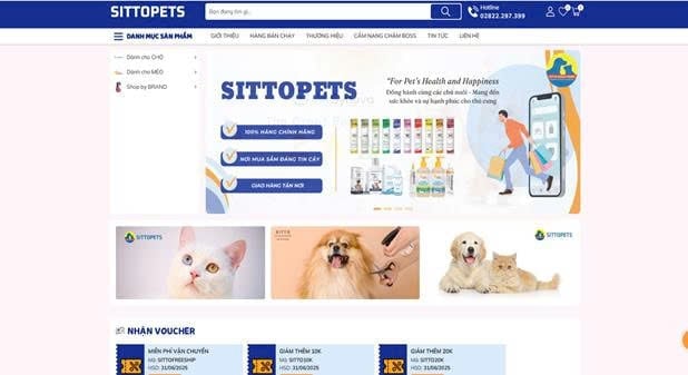 Giao diện chính của sittopets.com. Ảnh: Lê Minh Quốc. Giao diện chính của sittopets.com. Ảnh: Lê Minh Quốc.