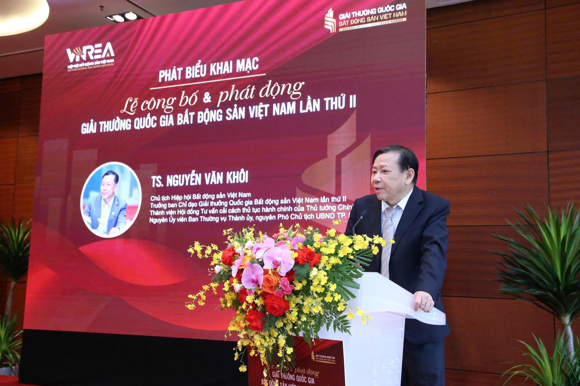 TS. Nguyễn Văn Khôi, Chủ tịch Hiệp hội Bất động sản Việt Nam, Trưởng ban Chỉ đạo giải thưởng phát biểu tại lễ công bố. Ảnh: PV. TS. Nguyễn Văn Khôi, Chủ tịch Hiệp hội Bất động sản Việt Nam, Trưởng ban Chỉ đạo giải thưởng phát biểu tại lễ công bố. Ảnh: PV.