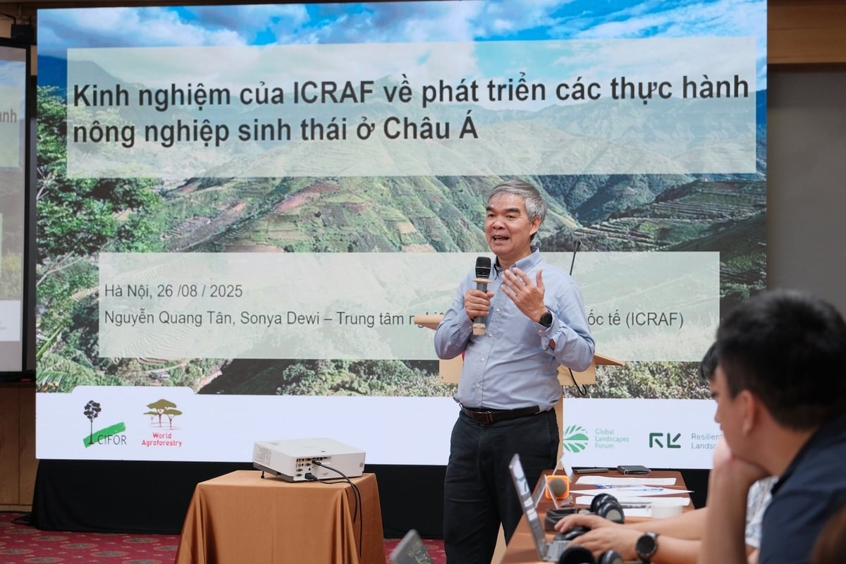 ICRAF National Coordinator in Vietnam Nguyen Quang Tan shares CIFOR-ICRAF's experience in implementing technical projects in Asia. Photo: Quynh Chi. 
