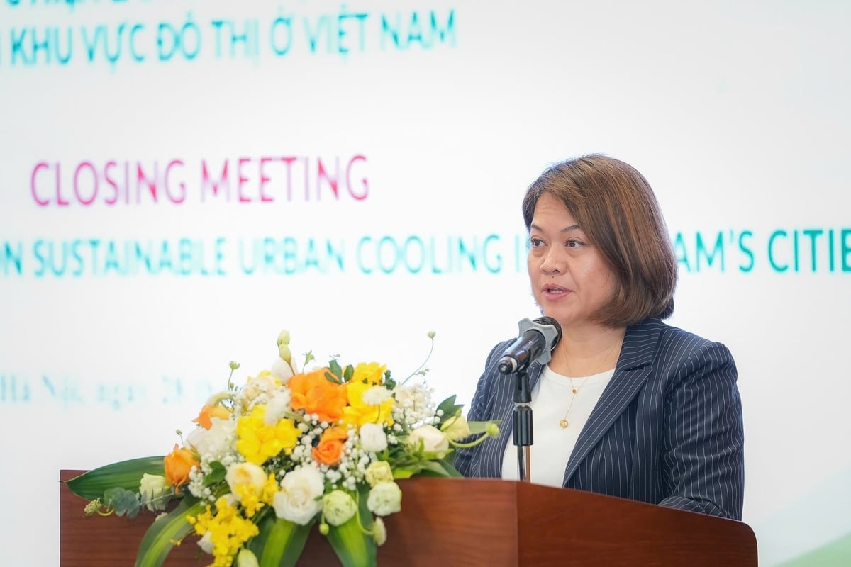 Bà Maria Cecilia Pana, Phó trưởng đại diện GGGI tại Việt Nam cho biết: Nhu cầu tài chính về làm mát bền vững ở các nước đang phát triển có thể lên tới 600 tỷ USD mỗi năm vào năm 2050. Ảnh: Minh Tuấn.
