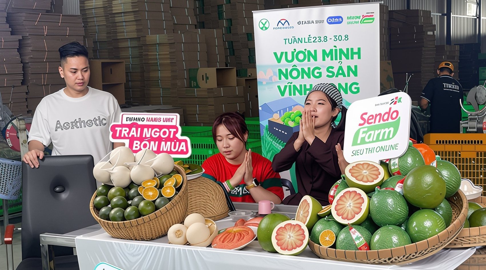 TikToker đang livestream bán bưởi da xanh tại Văn phòng Công ty Vinagrenco, Vĩnh Long. Ảnh: Hồ Thảo. TikToker đang livestream bán bưởi da xanh tại Văn phòng Công ty Vinagrenco, Vĩnh Long. Ảnh: Hồ Thảo.