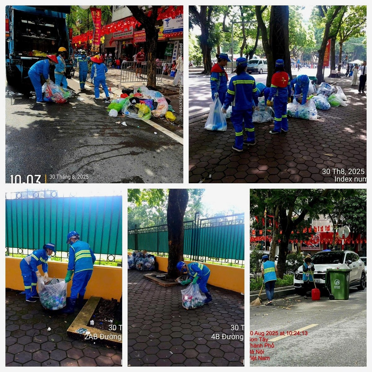 Cả khối gián tiếp cũng cùng xuống đường tham gia dọn vệ sinh cùng công nhân. Ảnh: Quang Trung. Cả khối gián tiếp cũng cùng xuống đường tham gia dọn vệ sinh cùng công nhân. Ảnh: Quang Trung.