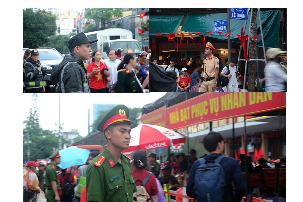 Các đông chí Công an đang triển khai công tác tại đường Lê Duẩn. Ảnh: Nguyễn Hà. Các đông chí Công an đang triển khai công tác tại đường Lê Duẩn. Ảnh: Nguyễn Hà.