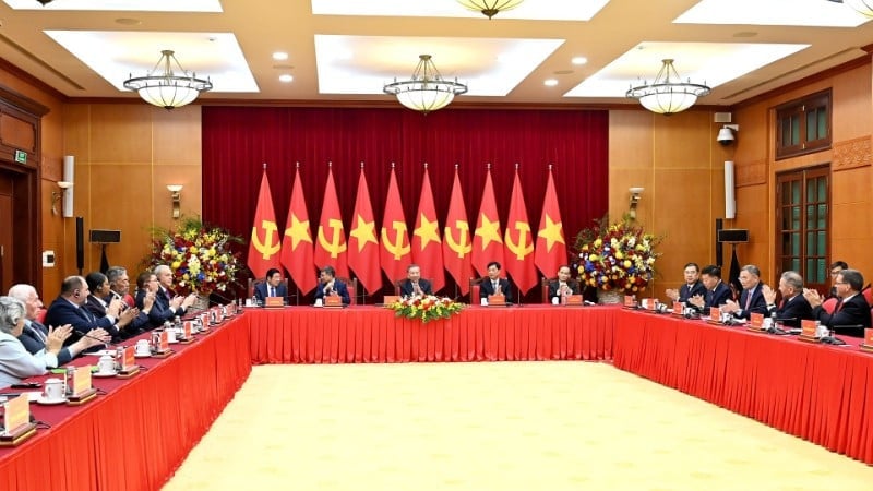 Quang cảnh cuộc tiếp tại Trụ sở Trung ương Đảng. Ảnh: Báo Nhân dân. 