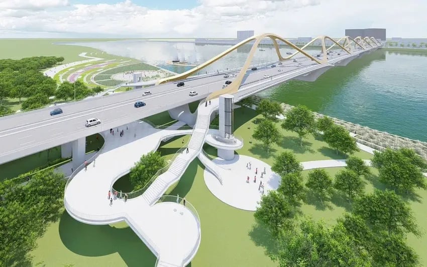 Cầu Trần Hưng Đạo dự kiến khởi công trong năm 2025. Ảnh: Đơn vị thiết kế. Cầu Trần Hưng Đạo dự kiến khởi công trong năm 2025. Ảnh: Đơn vị thiết kế.
