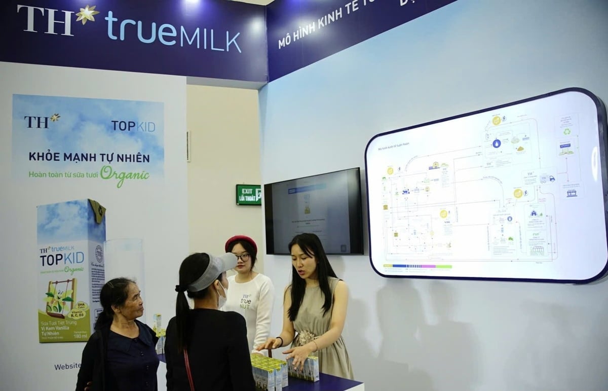 TH Group's booth at the national exhibition '80 Years of the Journey of Independence—Freedom—Happiness,' held to celebrate the 80th anniversary of the August Revolution (August 19, 1945–August 19, 2025) and National Day on September 2, offered visitors an interactive experience. Guests could scan QR codes to trace the origin of products from the cows’ feed, feeding time, and ingredient types to the milking time and the production process. Photo: Linh Linh.