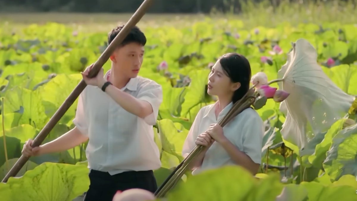 Viễn dẫn cô bạn đi hái sen. Ảnh CMH Viễn dẫn cô bạn đi hái sen. Ảnh CMH