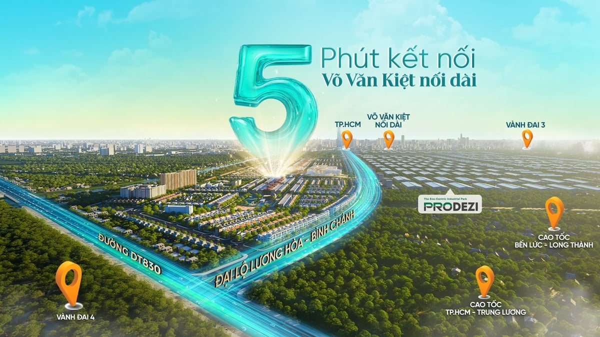 Tuyến phố thừa hưởng trọn vẹn giá trị từ khu đô thị sinh thái LA Home, đặc biệt vị trí cửa ngõ kế nối TP.HCM chỉ từ 5 phút. Ảnh: Prodezi Long An.