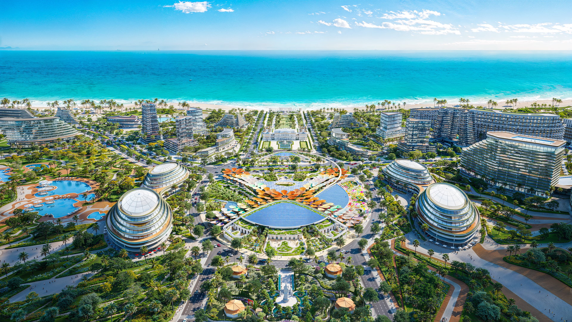 Thiết kế 3D khu đô thị biển liền kề sân bay CaraWorld tiên phong tại Cam Ranh (Khánh Hoà). Ảnh: Reatimes. 