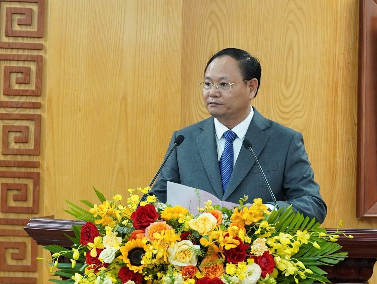 Đồng chí Lê Minh Ngân, Phó Bí thư Thường trực Tỉnh ủy Lai Châu phát biểu tại Hội nghị. Ảnh: Trần Hương. 