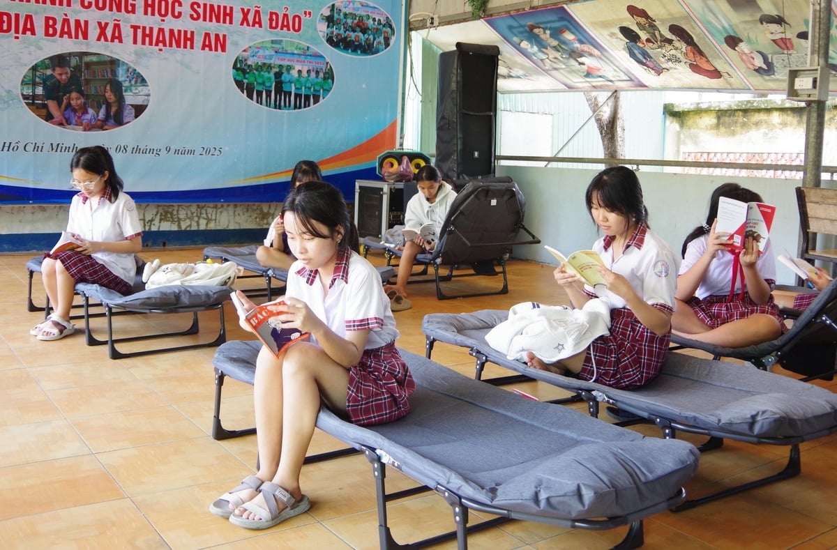 Đồn Biên phòng Cần Thạnh bố trí nơi nghỉ ngơi cho các em học sinh. Ảnh: Quang Tiến. Đồn Biên phòng Cần Thạnh bố trí nơi nghỉ ngơi cho các em học sinh. Ảnh: Quang Tiến.